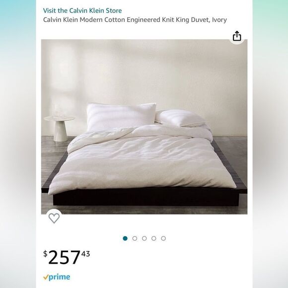 Calvin Klein Modern Cotton Engineered Knit King Duvet, Ivory - Picture 1 of 6